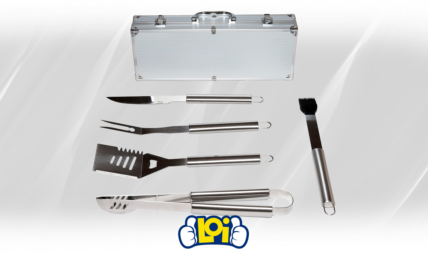 Set Asador Piezas De Acero Inoxidable Cuchillo Tenedor Pinza