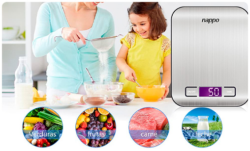 Balanza de Cocina NAPPO Digital Acero Inox Capacidad 5Kg Pantalla LCD con  Función Tara, oferta LOi.