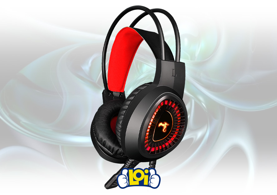Auriculares gaming con cable Ksix Drakkar, Micrófono flexible incorporado,  Jack 3.5 mm, Retroiluminación LED roja, Negro