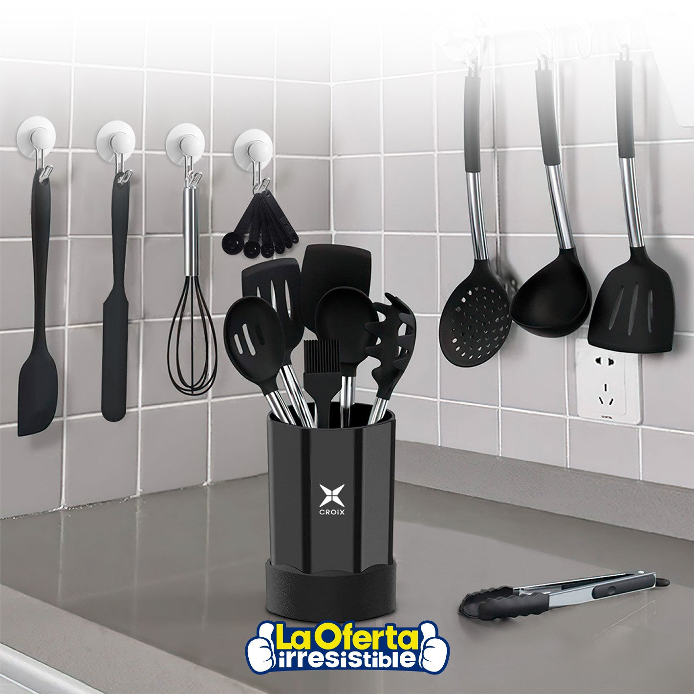 Juego de cocina 6 piezas con soporte Metaltex Britannia 239742000
