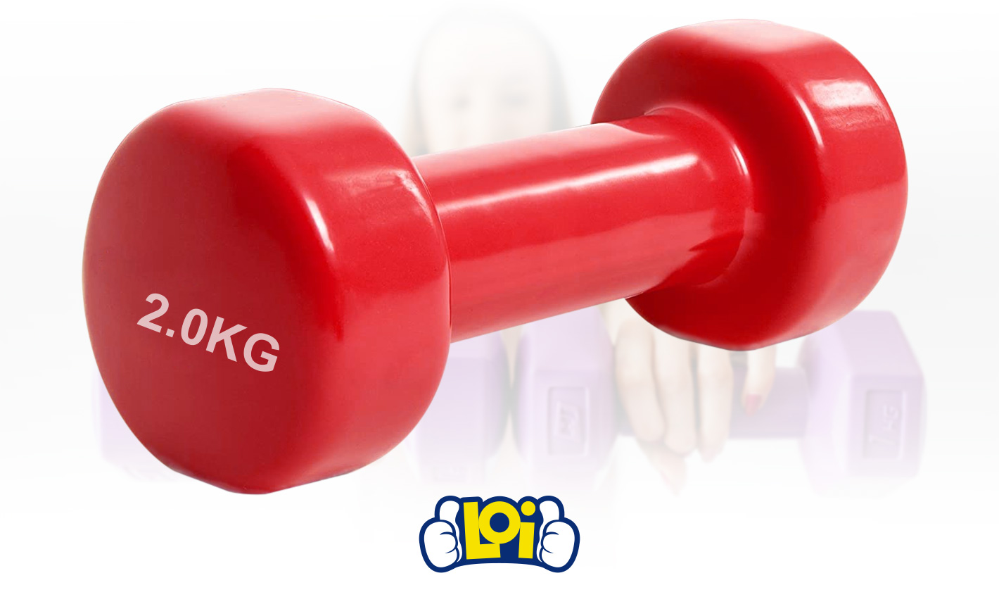 Mancuerna de Vinilo 2Kg Agarre Antideslizante Roja, oferta