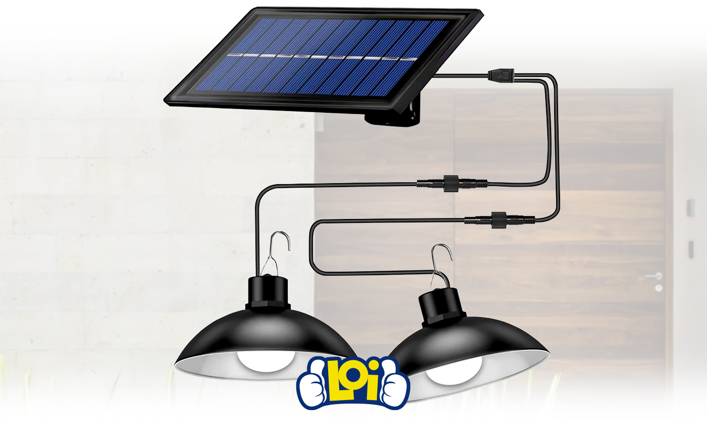 Kit de Iluminación Exterior 2 Focos LED 30W con 3 Niveles de Brillo + Panel  Solar + Control Remoto, oferta LOi.