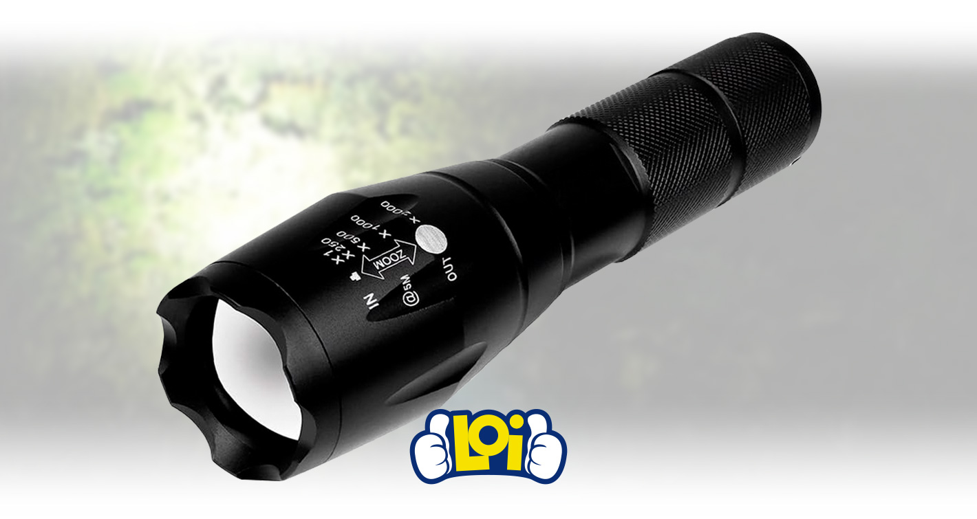 Linterna Táctica LED con Zoom Óptico y Batería Recargable + Opción Pilas,  oferta LOi.