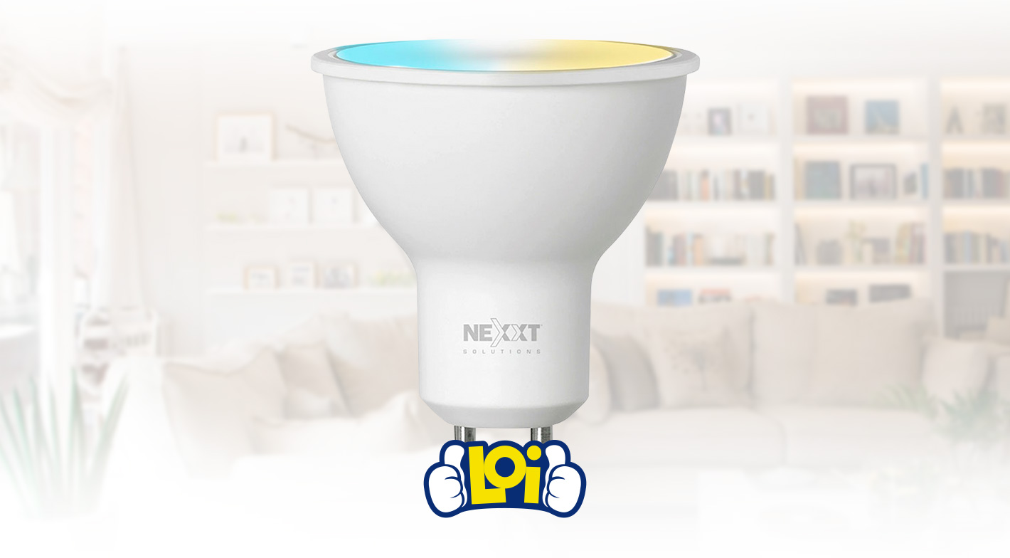 Lámpara LED Inteligente NEXXT MR16 WIFI Control por Voz App Celular Luz  Cálida / Blanca Fría, oferta LOi.