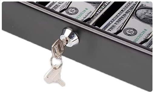 Caja de efectivo de metal, 6 compartimentos caja de almacenamiento de  dinero con cerradura de seguridad Caja de efectivo de acero para oficina en  casa