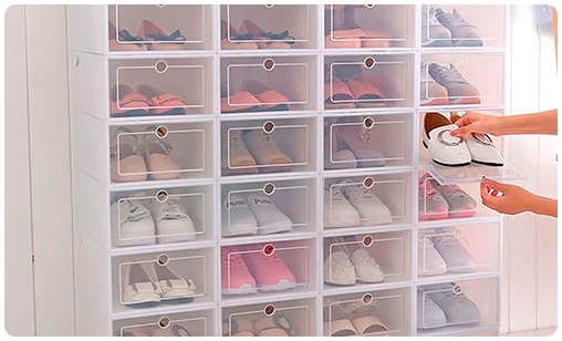 Cajas de Zapatos Cajas para Zapatos de Plástico Apilables y Plegables  Organizador de Almacenamiento de Guardarropa, con Tapa Frontal,  Transparente