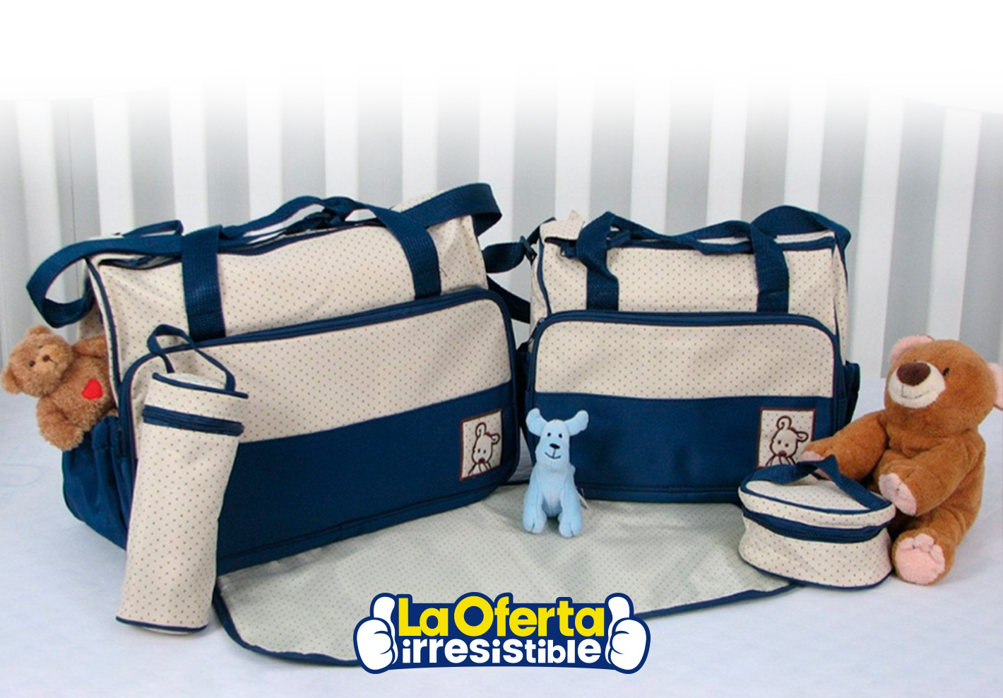 Set de bolso maternal de 5 piezas con cambiador 🎒👶🏻 Bolso grande + bolso  mediano + cambiador + porta mamadera + necesaire. - Interior de…