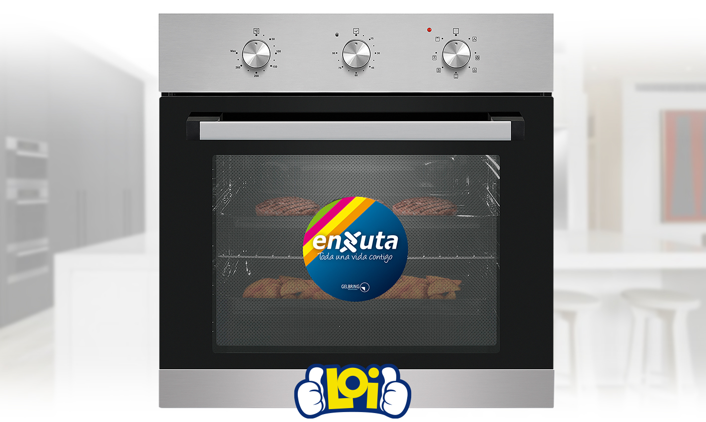 Horno de Empotrar ENXUTA Eléctrico Inox Capacidad 70L con Timer Mecánico Función  Grill y Convección, oferta LOi.