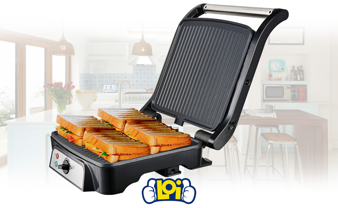 Sandwichera 3 en 1 ALLIED 750W 3 Placas Intercambiables con Wafflera y  Grill, oferta LOi.