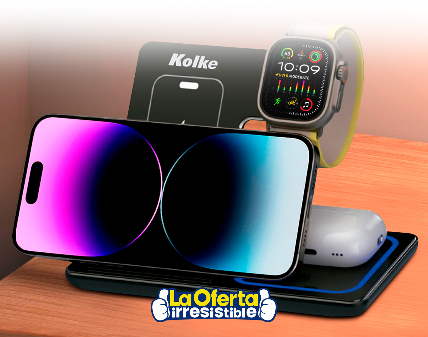 Cargador Inal Mbrico Kolke En Con Carga R Pida Y Luces Indicadoras Para Celular