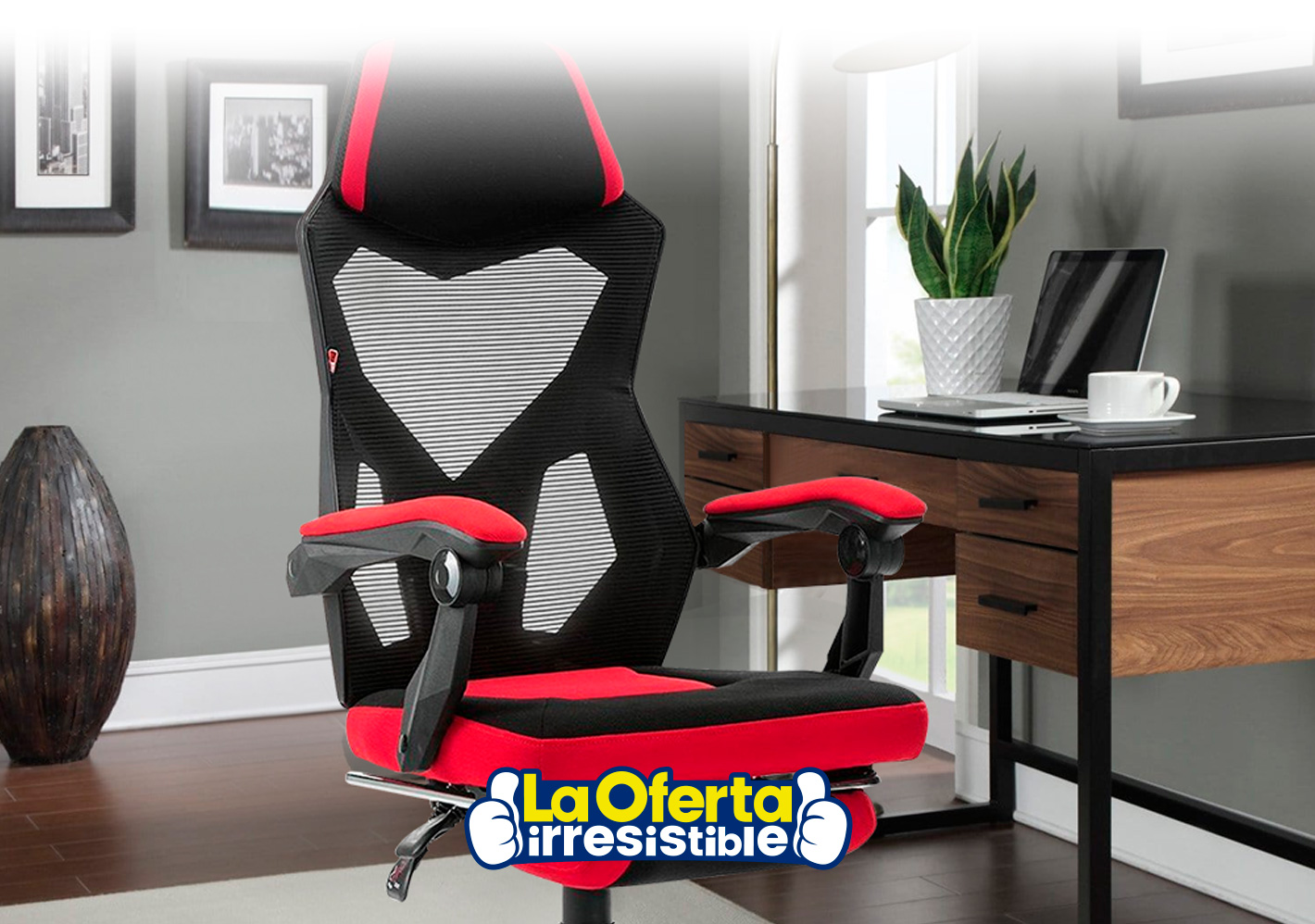 Silla Ejecutiva EMPOLi Mesh Premium Respaldo Alto con Soporte Lumbar y  Apoyacabeza Regulable, oferta LOi.