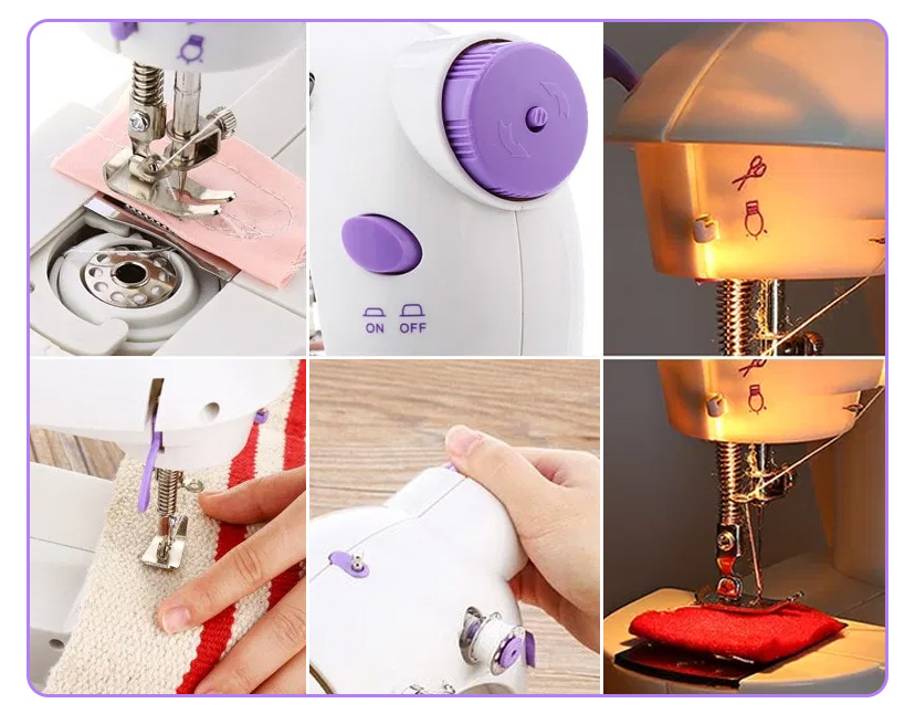 Mini máquina de coser para principiantes, máquina de coser portátil, 12  puntadas integradas, pequeña máquina de coser doble hilo y máquina de