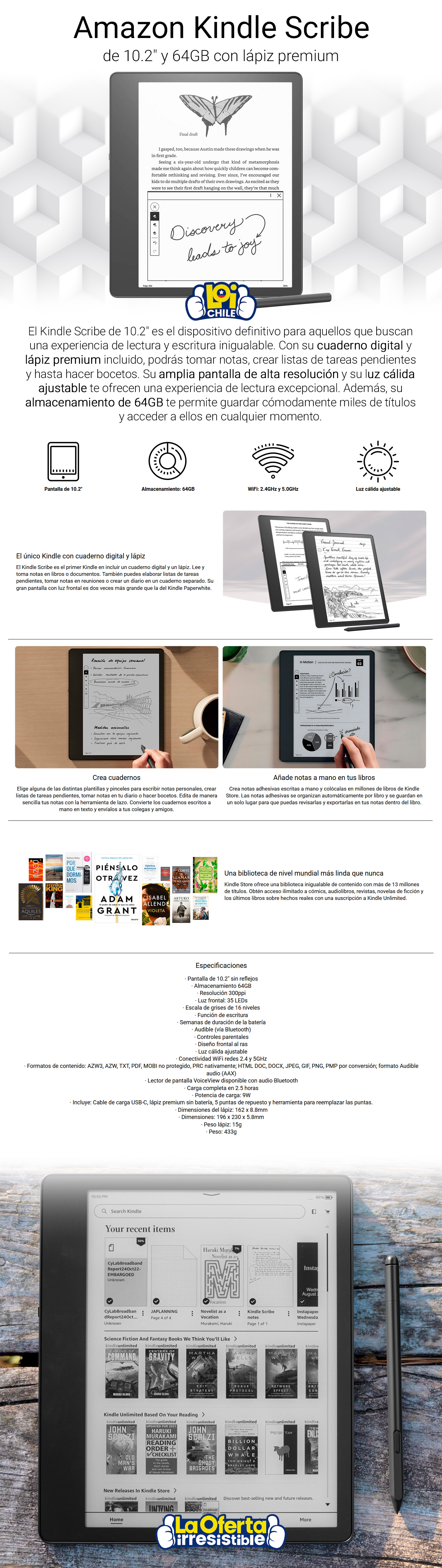 AMAZON Amazon Kindle Scribe E-Reader 102 64GB con Premium Pen ...