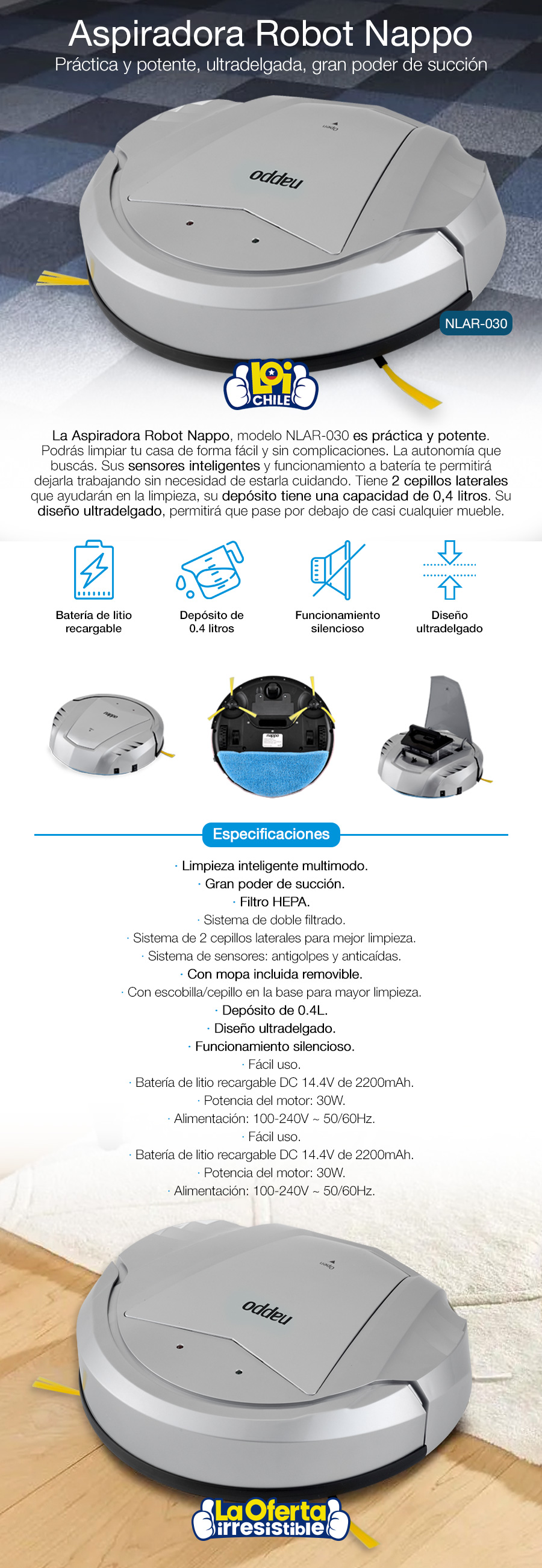 Aspiradora Robot Nappo Con Wifi Loi Chile Aspiradoras vmarchese.com