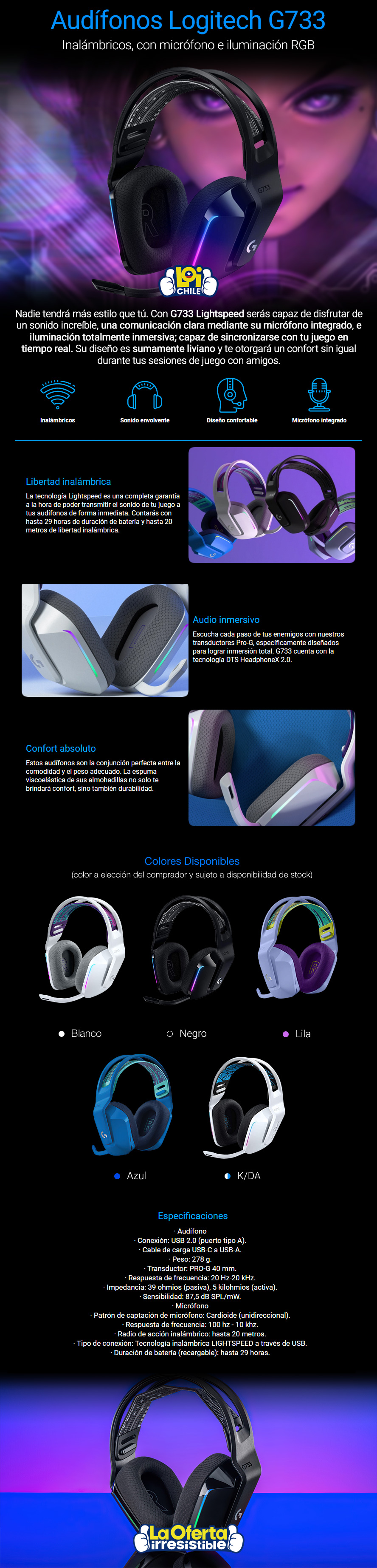 audífonos logitech g 733