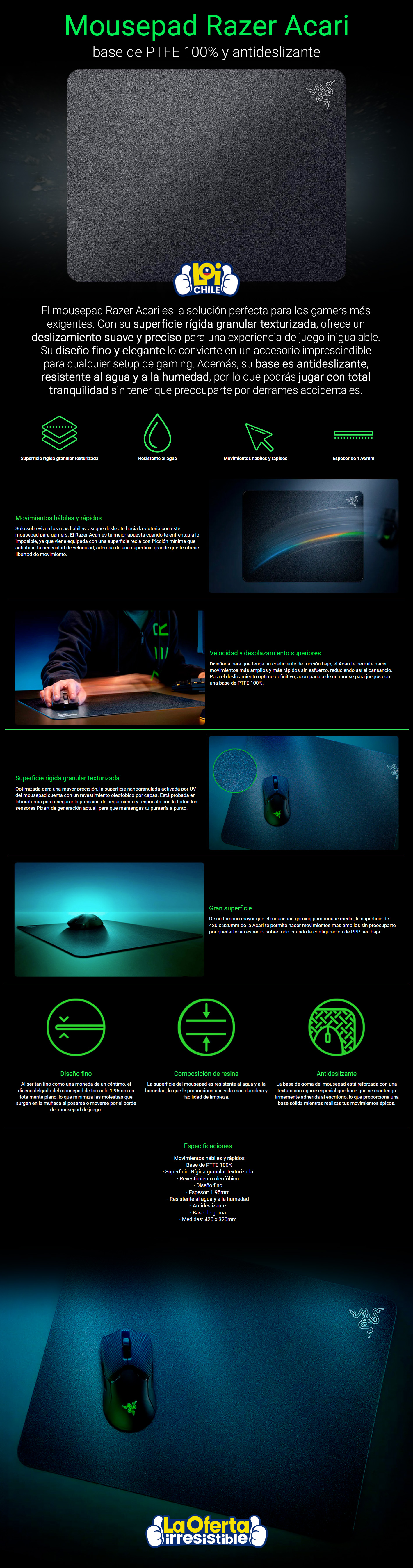 Razer Mousepad Gamer Razer Acari Ultra High-speed 